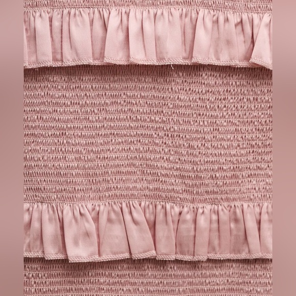 V. Chapman Lily Ruched & Ruffled Stretch Satin Midi Dress Dusty Rose NWT - Picture 9 of 10